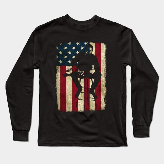 Vintage American Flag Cash Legend Long Sleeve T-Shirt by Symmetry Stunning Portrait